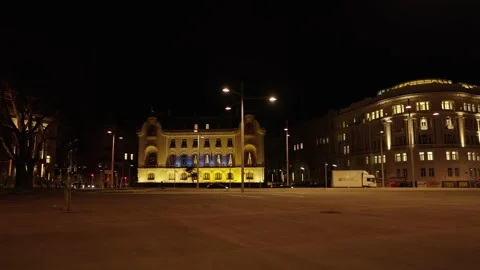 French Embassy in Vienna at night. Stock Footage 231225621