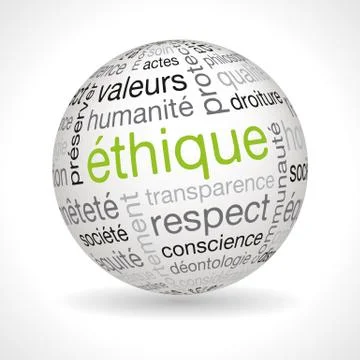 French ethics theme sphere with keywords Stock Illustration