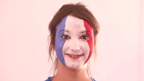 French Fan Celebrating Stock Footage 83408673