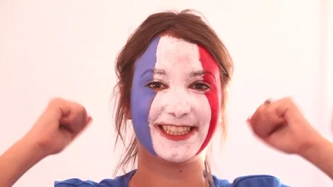 French Fan Celebrating Stock Footage 83408705