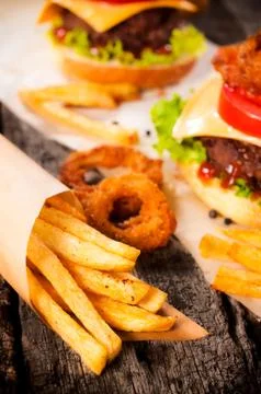 French fires in cornet Stock Photos