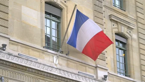 French flag in 4K slow motion 60fps Stock Footage 99174016
