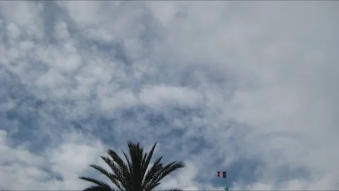French flag against the cloudy sky Video stock 108620778
