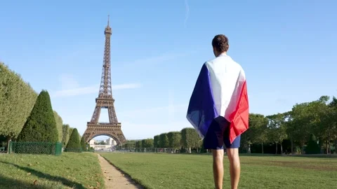 French flag and Eiffel tower Stock Footage 249202177