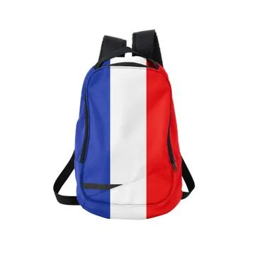 French flag backpack isolated on white Stock Photos