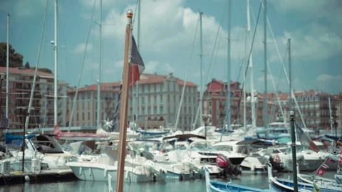 French flag on a boat Stock Footage 93905175