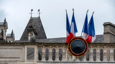 French flag on a building Stock Photos