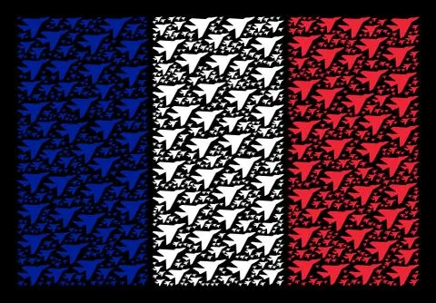 French Flag Collage of Airplane Intercepter Items Stock Illustration