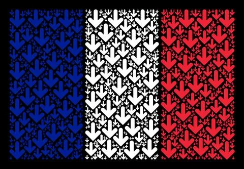 French Flag Collage of Arrow Down Icons Stock Illustration