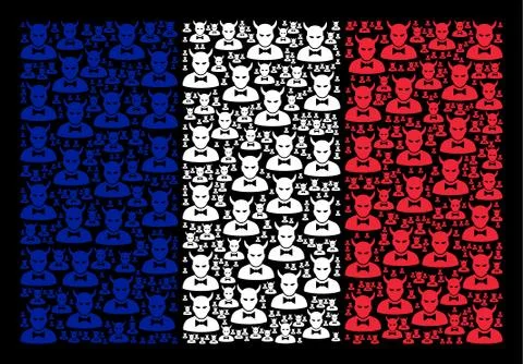 French Flag Collage of Devil Icons Stock Illustration