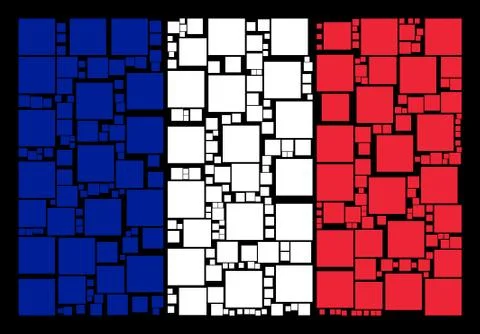 French Flag Collage of Filled Square Items Stock Illustration
