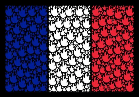 French Flag Collage of Fire Flame Items イラスト素材