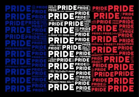 French Flag Collage of Pride Texts Stock Illustration
