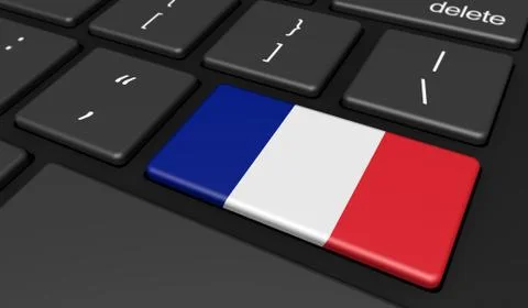 French Flag Computer Button Key Stock Illustration
