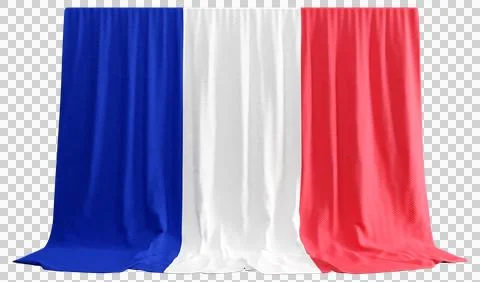 French Flag Curtain in 3D Rendering Celebrating French Elegance Stock Illustration
