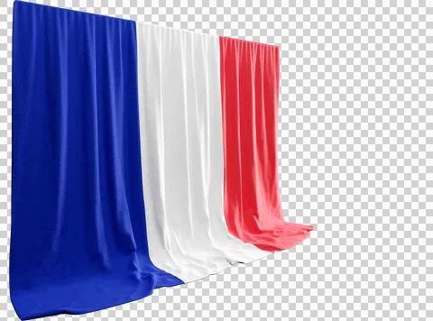 French Flag Curtain in 3D Rendering Celebrating French Elegance Illustrazione stock