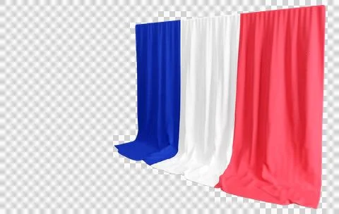French Flag Curtain in 3D Rendering Celebrating French Elegance Stock Illustration