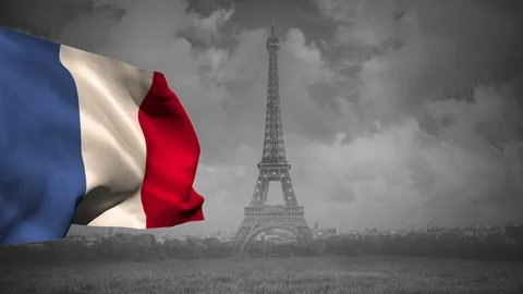 French flag with the Eiffel tower Stock Footage 107614732