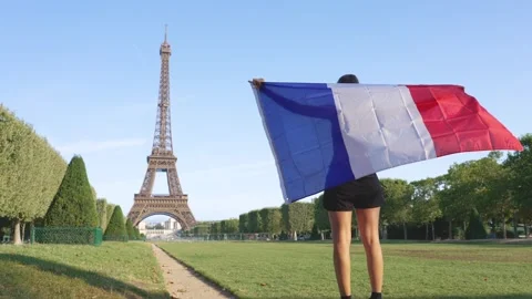 French flag &amp; Eiffel tower Stock Footage 249202134