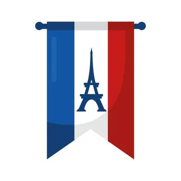 French flag with eiffel tower Ilustração Stock