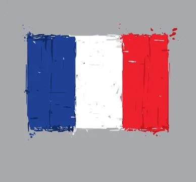 French Flag Flat - Artistic Brush Strokes and Splashes Stock Illustration