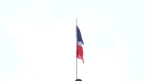 French flag floating at the Elysée Palace Stock Footage 326048249