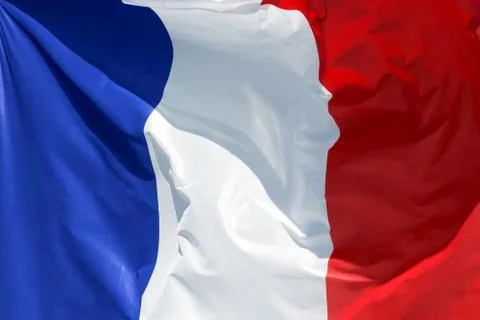 French flag floating in the wind exact colors Stock Photos