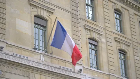 French flag flutter in the wind in slow motion 180fps Stock Footage 155959225
