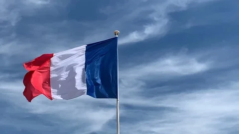French flag flying in the wind Stock Footage 112497036