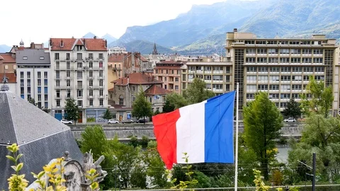 French flag in Grenoble. Stock Footage 96223810