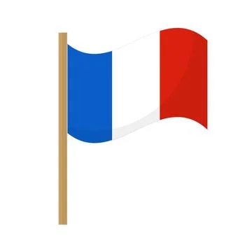 French flag icon with pole. Vector. 스톡 일러스트
