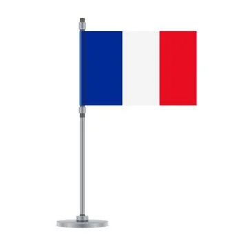 French flag on the metallic pole, vector illustration Stock Illustration
