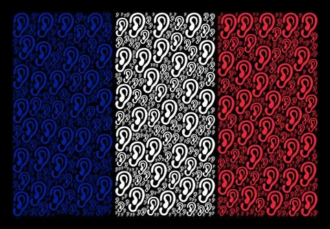 French Flag Mosaic of Ear Items Illustrazione stock