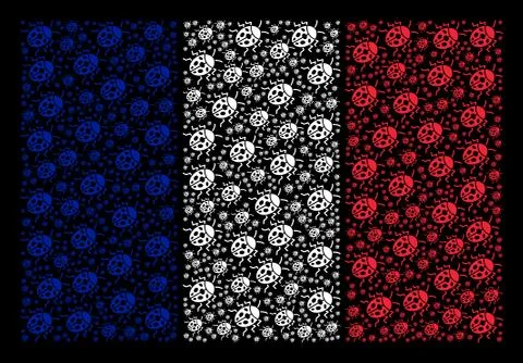 French Flag Mosaic of Ladybird Bug Icons Stock Illustration