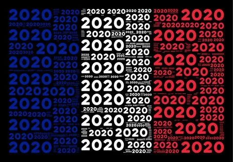 French Flag Pattern of 2020 Year Texts Stock Illustration