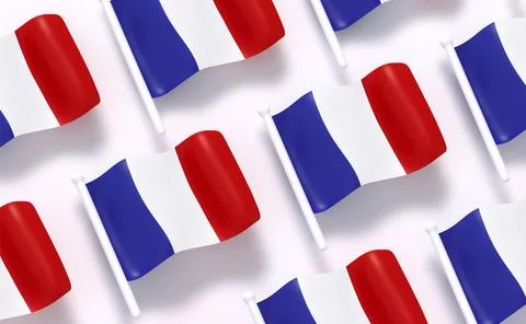 French flag pattern background white soft color. Realistic cartoon 3d style.  Stock Illustration