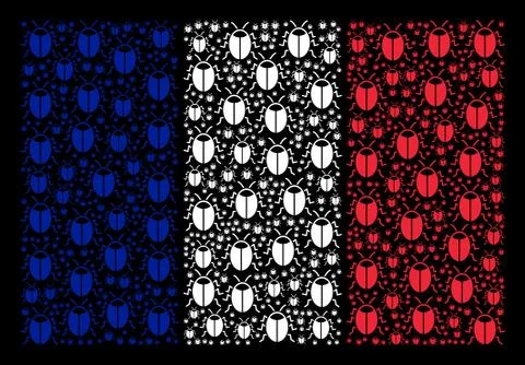 French Flag Pattern of Bug Icons Stock Illustration