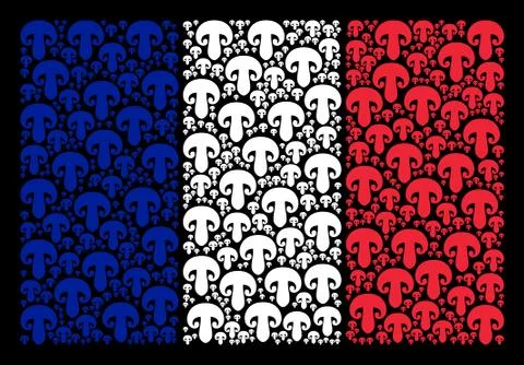 French Flag Pattern of Champignon Mushroom Items Stock Illustration