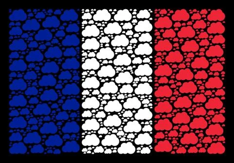 French Flag Pattern of Cloud Icons Stock Illustration