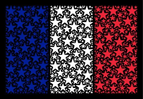French Flag Pattern of Confetti Star Items Stock Illustration