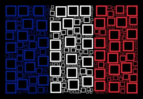French Flag Pattern of Contour Square Icons Stock Illustration