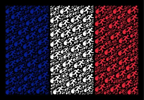 French Flag Pattern of Fired Running Man Items Stock Illustration