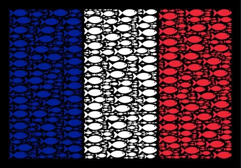 French Flag Pattern of Fish Items Stock Illustration