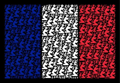 French Flag Pattern of Gentleman Pray Icons Stock Illustration