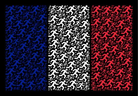 French Flag Pattern of Running Man Items Stock Illustration