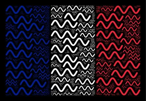 French Flag Pattern of Sinusoid Wave Symbols Stock Illustration