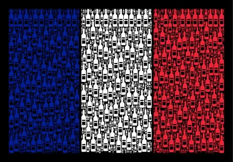 French Flag Pattern of Wine Bottle Icons Stock Illustration