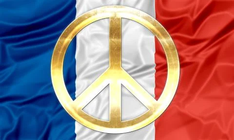 French flag with peace symbol Illustrazione stock