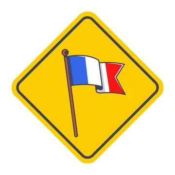 French flag on a pole on a yellow background. 스톡 일러스트