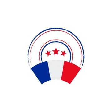 French flag, retro stamp, vector illustration Stock Illustration